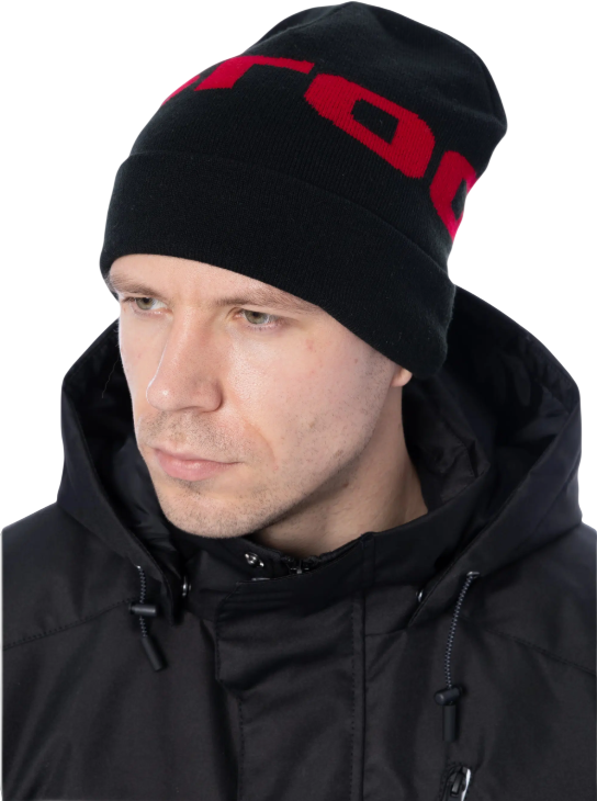 Шапка Brodeks Regular KM 135, черный/красный